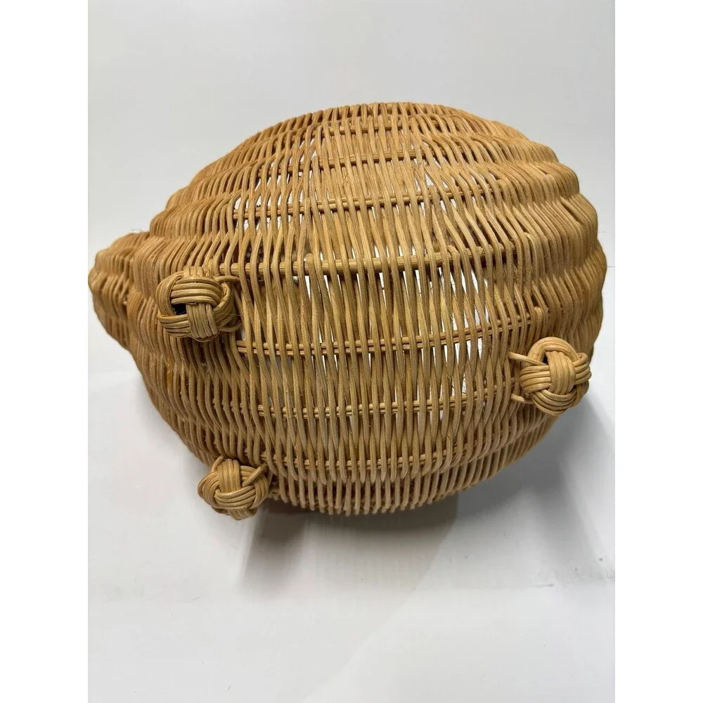 Vintage Wicker Rattan Swan Goose Basket Handwoven Bird Cottage Boho Decor